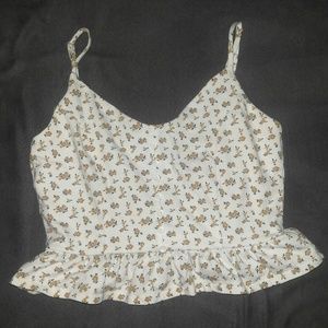 flower print ruffle tank top